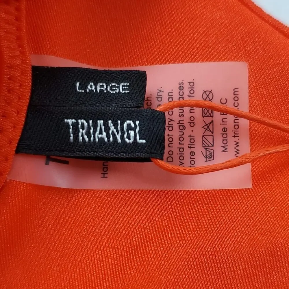 Triangl Women's Orange Ribbed Scoop Neck Swimwear Bikini Top Size L - Picture 4 of 6